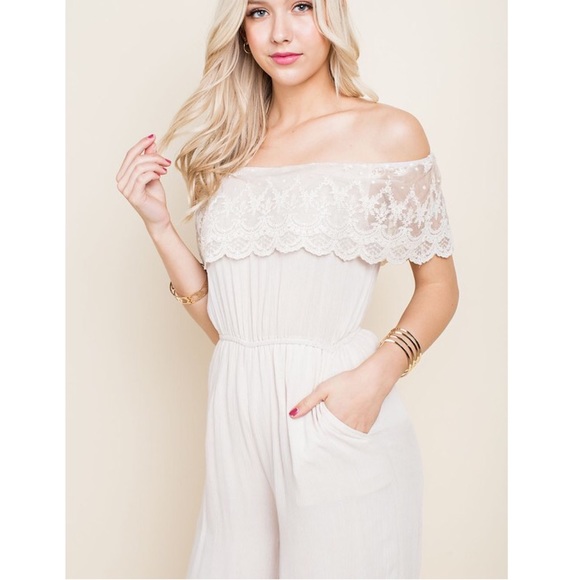 Sheer Scalloped Lace Jumpsuit - Picture 2 of 7